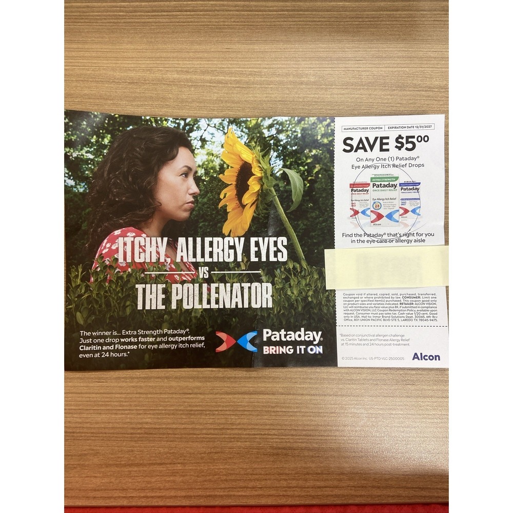 Pataday Eye Allergy Itch Relief  Drops Alcon Coupon $5 OFF Exp. 12/31/2027‎